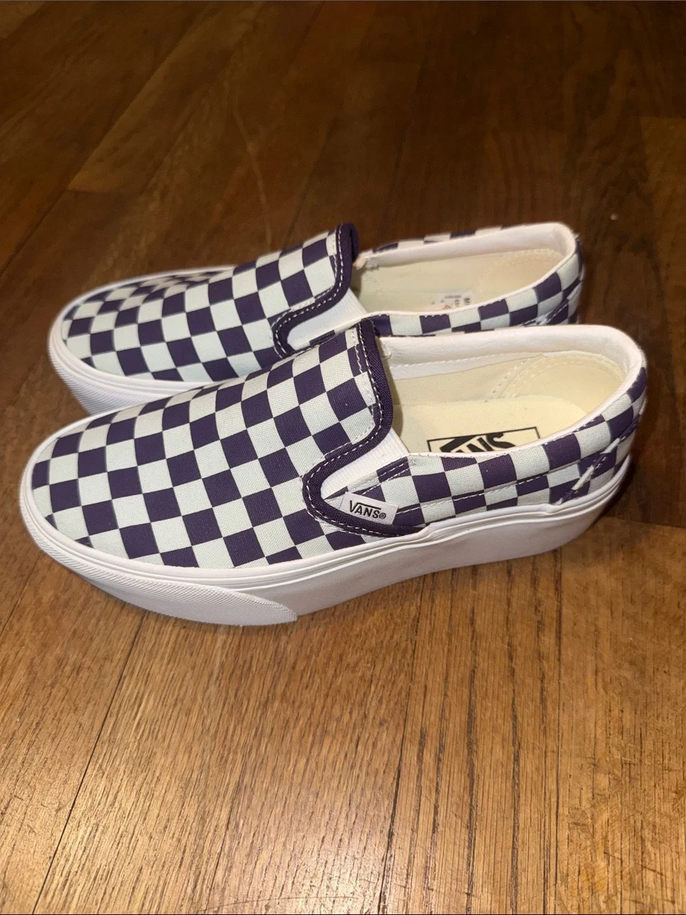 •VANS•NWT MIST BLUE & GOTHIC GRAPE PURPLE CHECKERED PLATFORM STACKFORM SIZE 6.5
